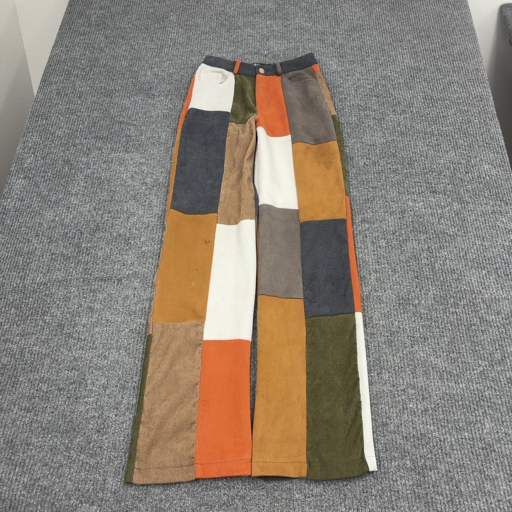 Jaded London Pants Womens W24 Multi Polyester Patchwork Corduroy Slouchy Retro